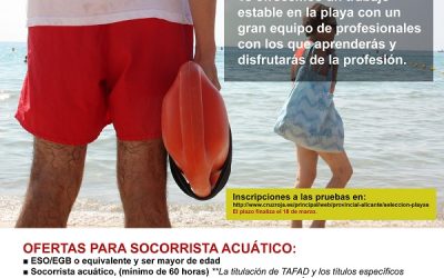 Cruz Roja inicia el proceso de selección para contratación del personal para playas de la provincia