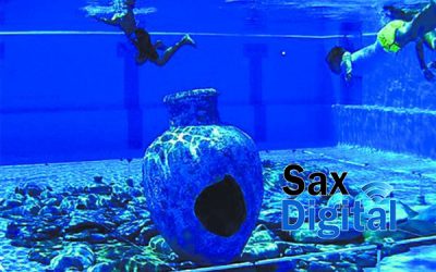 Las piscinas municipales de Sax acogen la simulación de una prospección arqueológica bajo el título “Un naufragio en tu piscina”
