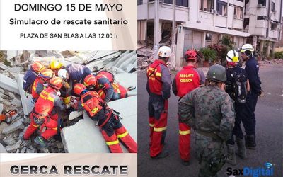 Exhibición de búsqueda canina y asistencia sanitaria en rescate en Sax