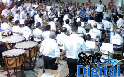Intercambios Musicales de los educandos de la Unión Musical, en la Plaza del Ayuntamiento