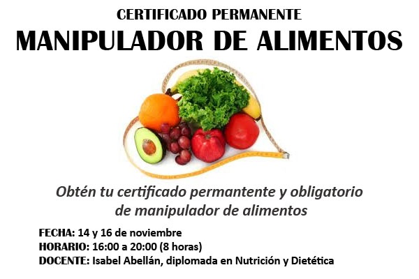 División Formación, Curso de Manipulador de Alimentos