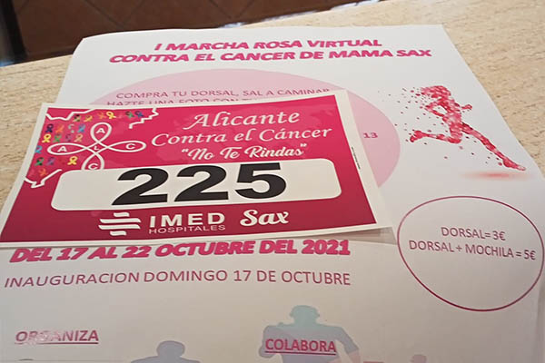 Primera marcha rosa virtual contra el cáncer de mama en Sax para recaudar fondos y promover hábitos saludables