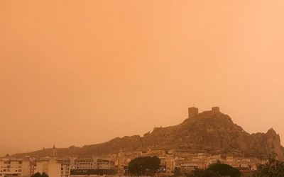 La borrasca Celia trae a Sax un fuerte viento y una muy mala calidad del aire
