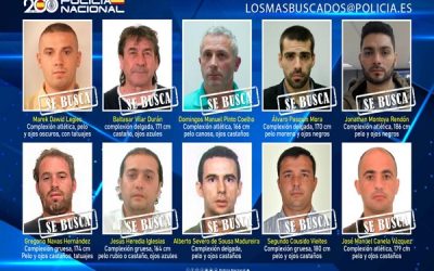 La Policía Nacional busca a diez fugitivos que podrían encontrarse en España